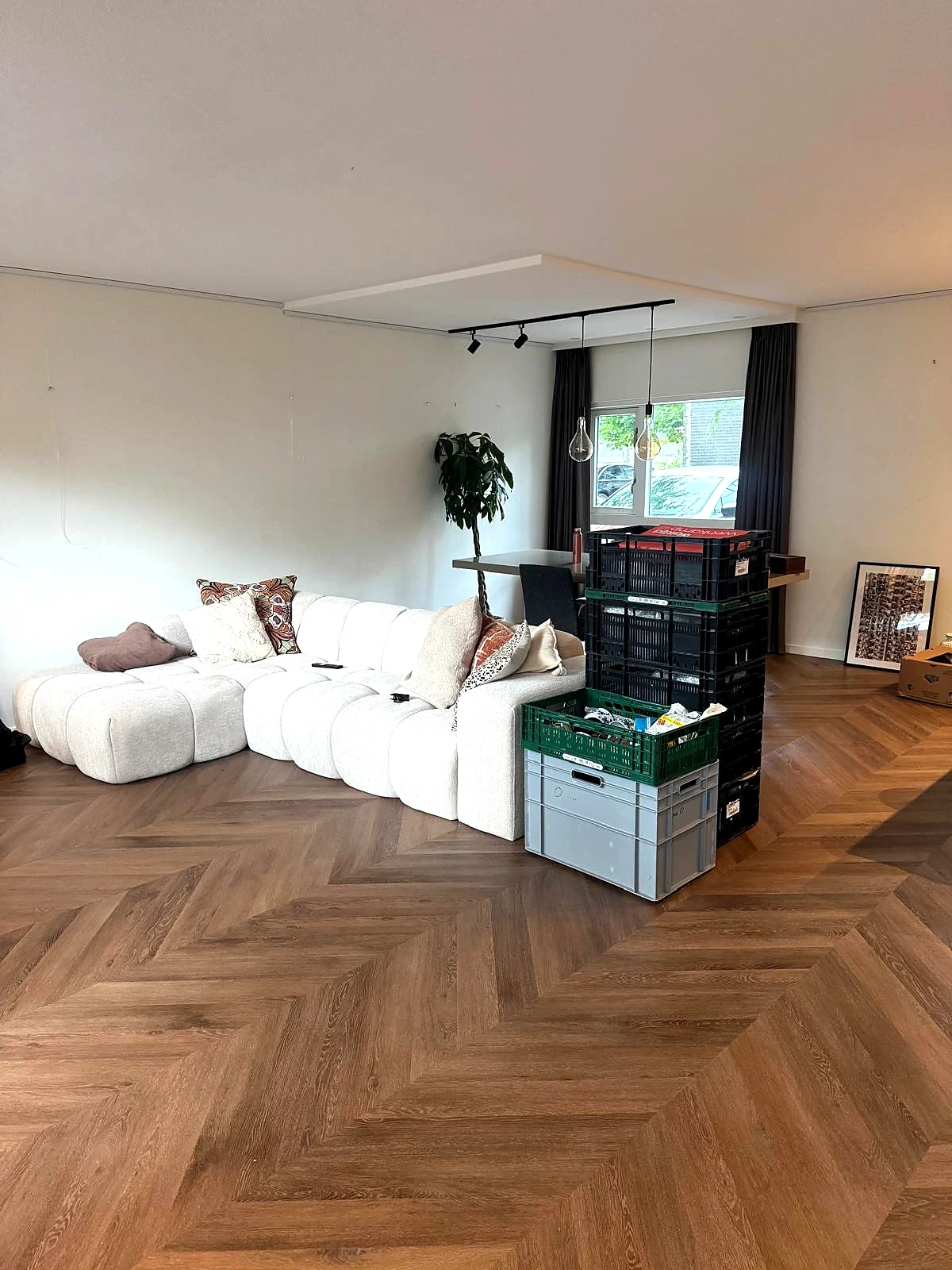 Na: PVC in Hongaarse punt in de woonkamer